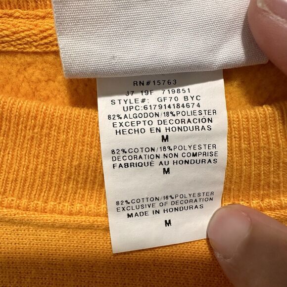 Champion Crew Neck Reverse Weave Sweatshirt Big Spell Out Velvet Logo M GOLD - Picture 4 of 9